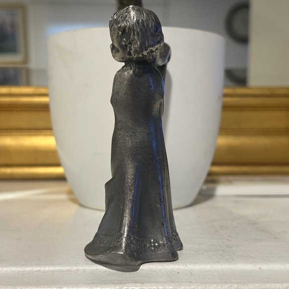 Vintage Market Peltro Italy Pewter Angel Playing Harp Figure. 5” - Picture 3 of 8